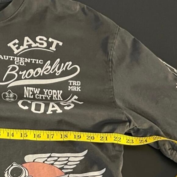 American Garage Cotton Boxy Fit Discharge Print Tee Beluga New York Size L - Picture 6 of 8